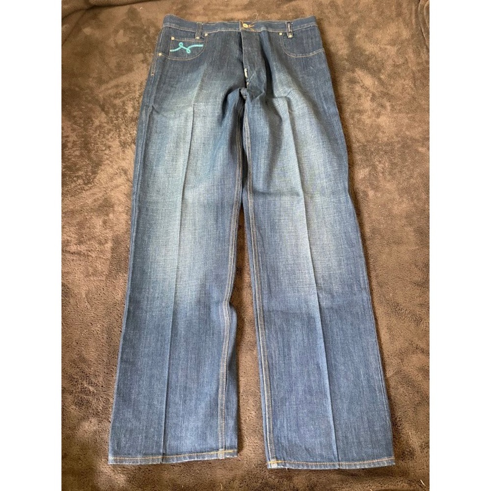 LRG Lr Jeans Mens 38X36 Vintage Baggy Wide Leg Denim Streetwear Medium Wash.